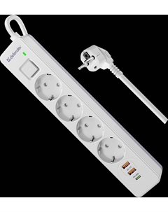 Сетевой фильтр DFS141, 4-розетки, 2xUSB, 1xUSB Type-C, 1.5 м, белый (99433) Defender