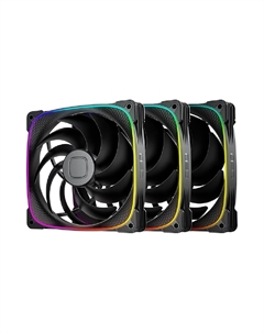Комплект вентиляторов Squama 2503B-14 TRIPLE PACK, 140 мм, 2400rpm, 34 дБ, 4-pin PWM, 3шт, черный, ARGB подсветка (1F2503B314000) Geometric future