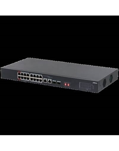 Коммутатор S3218-16ET-240, кол-во портов: 16x100, кол-во SFP/uplink: combo RJ-45/SFP 2x1 Гбит/с, установка в стойку, PoE: 16x90 Вт (макс. 240 Вт) (DH-S3218-16ET-240) Dahua