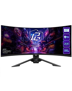 Монитор 34" Phantom Gaming PG34QRT3A VA, изогнутый, 3440x1440 (21:9), 500кд/м2, 180 Гц, 1 мс, 178°/178°, HDMI, DisplayPort, USB-Hub, черный (PG34QRT3A) Asrock