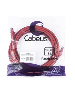 Патч-корд UTP кат.6, 5 м, RJ45-RJ45, красный, CU, LSZH, (PC-UTP-RJ45-Cat.6-5m-RD-LSZH) Cabeus