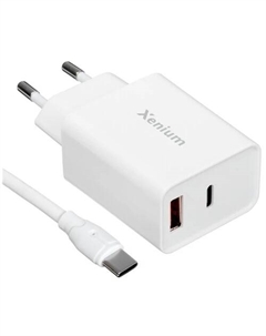 Сетевое зарядное устройство Xenium X332 33 Вт, USB, EU, USB type-C, Quick Charge, PD, белый (CCX332CW/00), кабель USB Type C