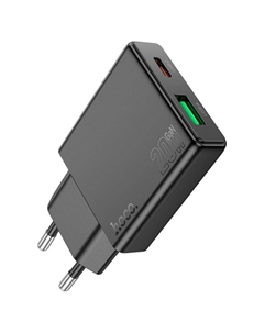 Сетевое зарядное устройство Hoco N38 20 Вт, USB, EU, USB type-C, Quick Charge, PD, черный (21997)