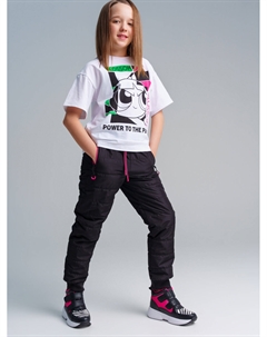 Брюки текстильные с полиуретановым покрытием для девочек Playtoday tween