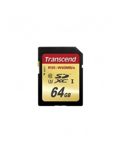Карта памяти UHS-I U3 SD card 64GB (TS64GSDC500S) Transcend