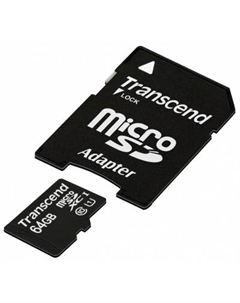 Карта памяти Micro SDHC Card 64GB class10 U1 w/adapter (TS64GUSDU1) Transcend