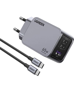 Сетевое зарядное устройство UGREEN X755, USB-A, 2xUSB-C, 65Вт, 5A, серый Ugreen
