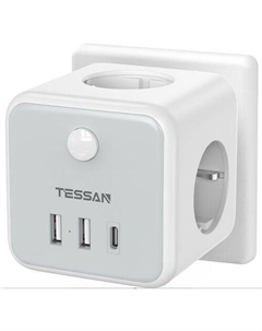 Сетевой фильтр TESSAN TS-301-DE-C, серый Tessan