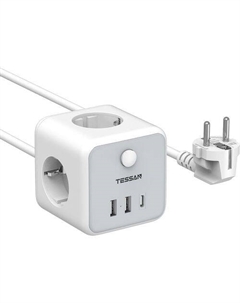 Сетевой фильтр TESSAN TS-301-C, 2м, серый Tessan