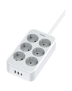 Сетевой фильтр TESSAN TS-PS02DE00, 2м, серый Tessan