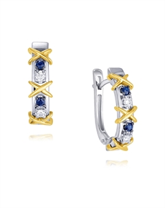 Серьги из комбинированного золота с сапфирами и бриллиантами Адамас