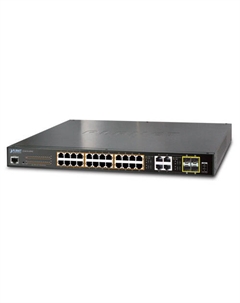 Коммутатор GS-4210-24PL4C, управляемый, кол-во портов: 24x1 Гбит/с, combo RJ-45/SFP 2x1 Гбит/с, установка в стойку, PoE (макс. 440Вт) (GS-4210-24PL4C) Planet