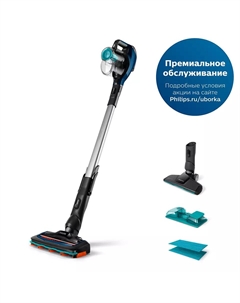 Вертикальный пылесос PHILIPS 5000 Aqua FC6718/01, 300 Вт, питание от аккумулятора, черный/синий (FC6718/01) Philips
