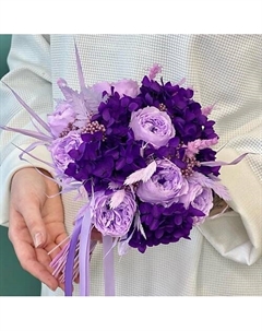 «Аметист» букет из стабилизированных роз, гортензии, озотамнуса и пустырника Jules flower atelier