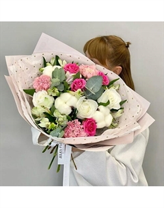 «Лола Роза» букет с розами, альстромерией и диантусами Jules flower atelier