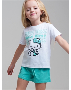 Комплект трикотажный для девочек: фуфайка (футболка), шорты Playtoday kids