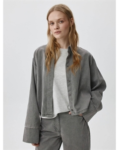 Укороченная рубашка из смесового тенселя Sela