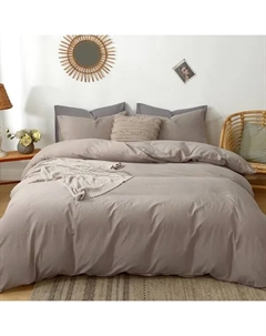 Пододеяльник 175x215 см сатин цвет коричневый Inspire