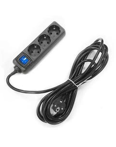 Удлинитель бытовой 3 розетки с заземлением 3x1.5 мм 3 м 3500 Вт цвет черный Skybeam