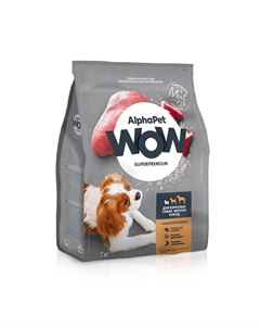 WOW Superpremium сухой корм для взрослых собак мелких пород (Индейка и рис, 7 кг.) Alphapet