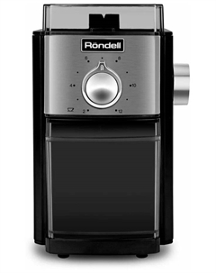 Кофемолка Rondell 1151-RE-01, жернова, регулировка помола, 150 г, 150 Вт, черный/серебристый (1151-RE-01)