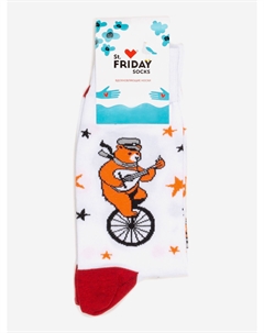Носки с рисунками St.Friday Socks, Ехали медведи на велосипеде, Белый St. friday