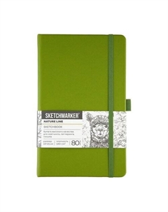 Блокнот для зарисовок 140г/кв.м 13х21см 80л твердая обложка оливковый Sketchmarker