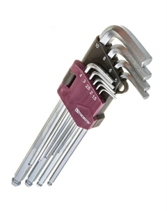 Набор ключей торцевых шестигранных удлиненных с шаром HKLB9S 053087, H1.5-H10, 9 предметов Thorvik