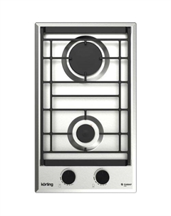 Газовая варочная панель Korting HG 3712 CX, 2 конфорки, нержавеющая сталь, серебристый