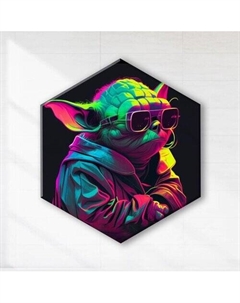 Картина по номерам чёрный холст Гексагон 37х32см Гранд-мастер Йода 15 цветов Флюид