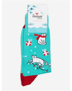 Новогодние носки St.Friday Socks Котики-Подарочки, Голубой St. friday