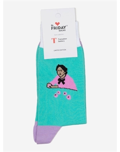 Носки с рисунками St.Friday Socks, Девочка с персиками, Зеленый St. friday