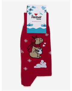 Новогодние носки St.Friday Socks, Капибара с какао, Красный St. friday