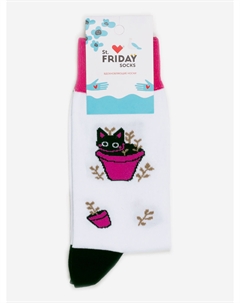 Носки с рисунками St.Friday Socks, Кот в горшке, Белый St. friday