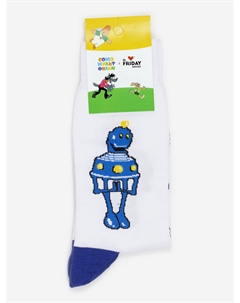 Носки с рисунками St.Friday Socks, Робот Шелезяка, Белый St. friday