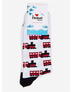 Носки с рисунками St.Friday Socks, Паровозики, Белые, Белый St. friday