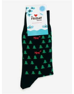 Носки с рисунками St.Friday Socks, Лисы в ёлочках, Черный St. friday
