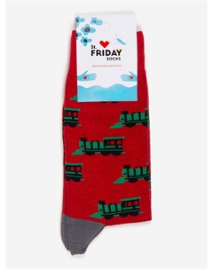 Носки с рисунками St.Friday Socks, Паровозики, Красные, Красный St. friday