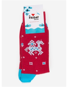 Носки с рисунками St.Friday Socks, Орнамент на коне, Красный St. friday
