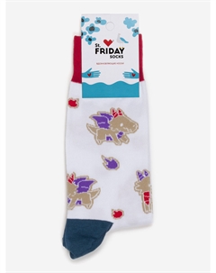 Новогодние носки St.Friday Socks, Дракоша пряник, Белый St. friday