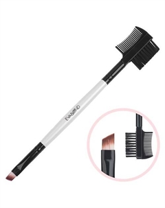 Кисть макияжная двухсторонняя для бровей скошенная и щеточка-расческа Evabond
