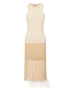 Платье с отделкой перьями The attico