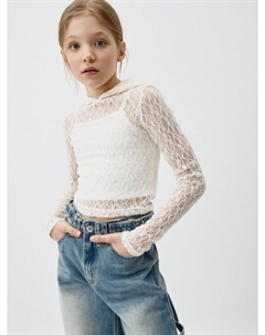 Кружевной лонгслив с капюшоном для девочек Sela