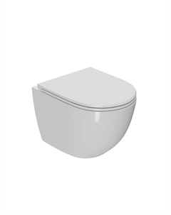 Унитаз подвесной Афина PN41041 безободковый, быстросъемное тонкое сиденье с микролифтом, белый Point