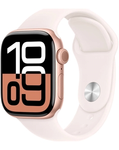 Watch Series 10, 42 мм, корпус из алюминия цвета «розовое золото», спортивный ремешок цвета «румянец» S/M Apple
