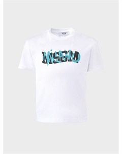 Футболка с разноцветным лого, белая Msgm