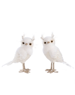Новогодний сувенир Сова, белый/кремовый, 2 вида в ассортименте, 22 см Goodwill