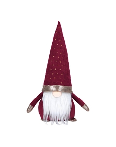 Новогодний сувенир Гном, красный, LED 17x10x34 см Timstor