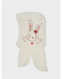 Кремовая шапка-шлем с принтом "кролик" Il trenino