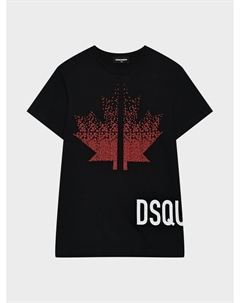 Футболка с принтом красного кленового листа, черная Dsquared2